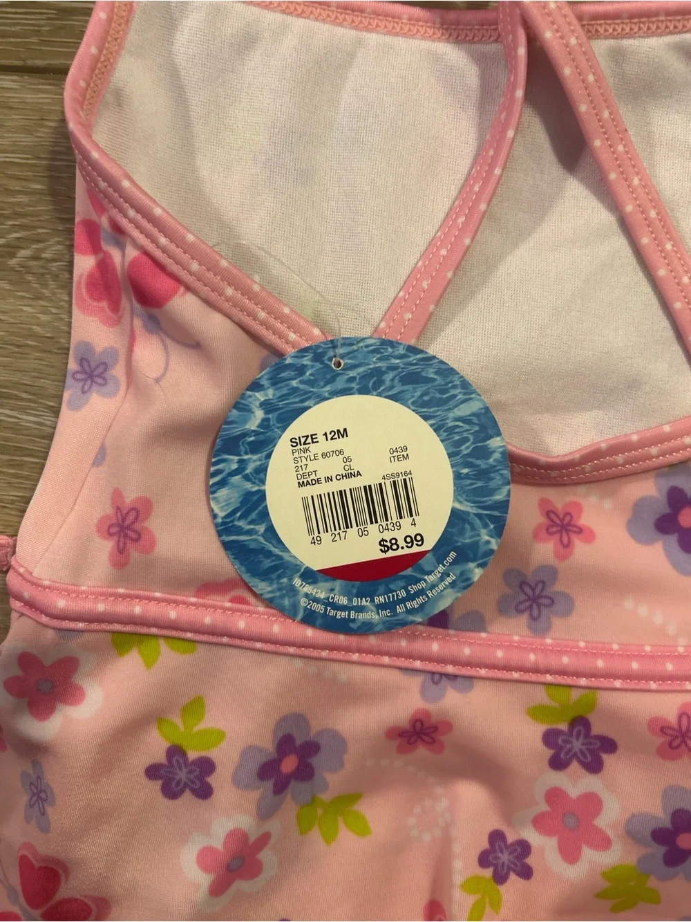 Target Pink Floral One-Piece Swimsuit with Teal Bucket Hat